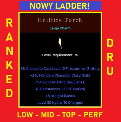 D2R Diablo 2 Ladder Pochodnia Torch Dru Druid