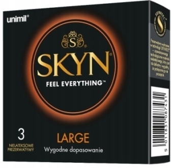 Prezerwatywy Unimil SKYN LARGE bez lateksu większy rozmiar XL 3 szt.