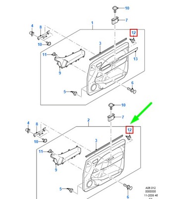 Ford ranger mk2 передня частина door trim панель retainer 3420544 original фото №1