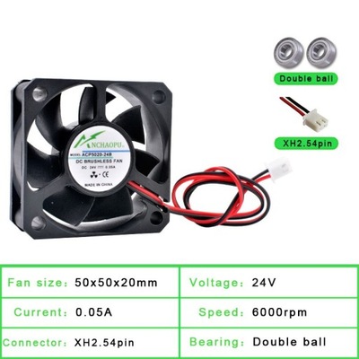 24V Double ball ACP5020 5cm 2pin Cooling Fan s Fan