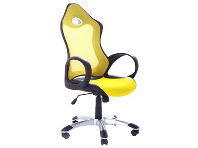 Krzesło biurowe siatka obrotowe żółte