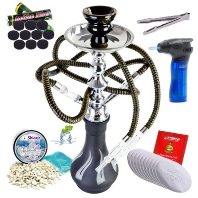 Shisha Szisza Fajka Wodna Bongo Szkło Metal + Cybuch 2 węże Duża Zestaw