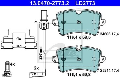 ATE 13.0470-2773.2 КОЛОДКИ КЕРАМИЧЕСКИЕ ЗАД AUDI A8 2,0-6,3 QUATTRO 09-