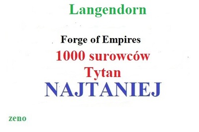 Forge of Empires 1000 surowców Tytan Langendorn