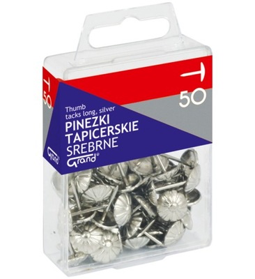 PINEZKI TAPICERSKIE SREBRNE GRAND 15MM 50 SZTUK