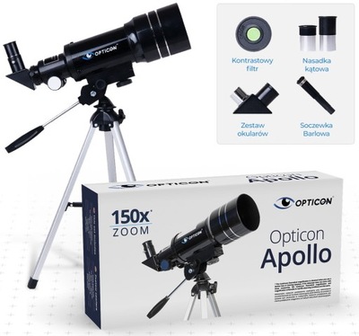 TELESKOP Astronomiczny OPTICON - Apollo | Luneta 300mm | ZOOM-150x +DODATKI