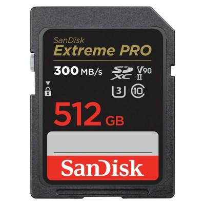 Extreme PRO 512GB SDXC 300MB/s, UHS-II, Class 10, U3, V90 /SanDisk