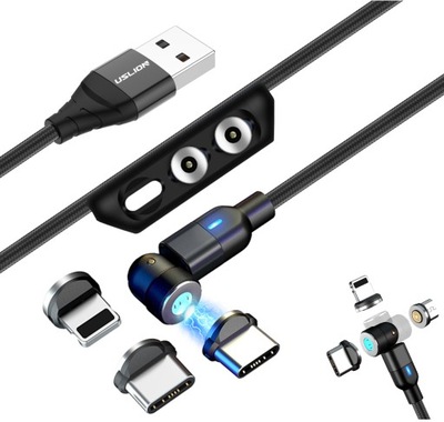 KABEL USB MAGNETYCZNY 3 W 1 540° 2.4A QC 2M
