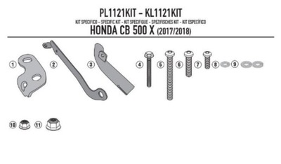 АДАПТЕР DO ZAMONTOWANIA СТЕЛАЖА БОКОВОГО KL1121, KLX1121 HONDA CB500X 13-18