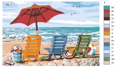 Malowanie po numerach - Plaża - 20x30 cm Na Ramie