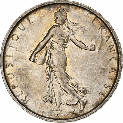 France, Semeuse, 5 Francs, 1966, Paris, AU(50-53),