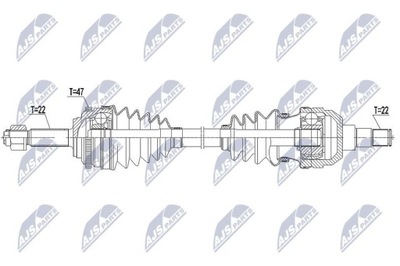 SEMI-EJE DE ACCIONAMIENTO CHEVROLET AVEO/DAEWOO KALOS 1.2I 16  