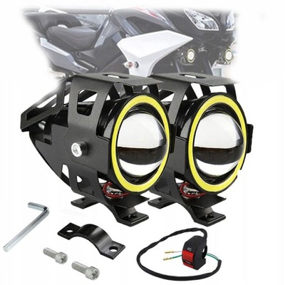 Halogeny motocyklowe reflektory stroboskopU7 12-80V 2SZT RING LED lampy 2X