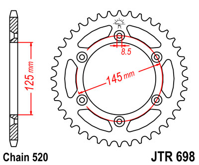 PINION GEAR REAR JT JTR698,44  