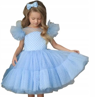 sukienka dla dziewczynki roczek 80 błękitna