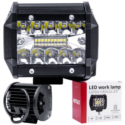 Лампа рабочая противотуманная фара led прожектор 20xled naświetlacz 12v 24v противотуманные фары фото №1