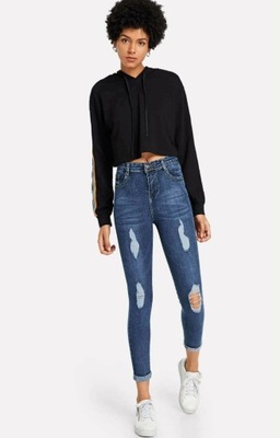 SHEIN SPODNIE JEANSOWE GRANATOWE CASUAL M VUF