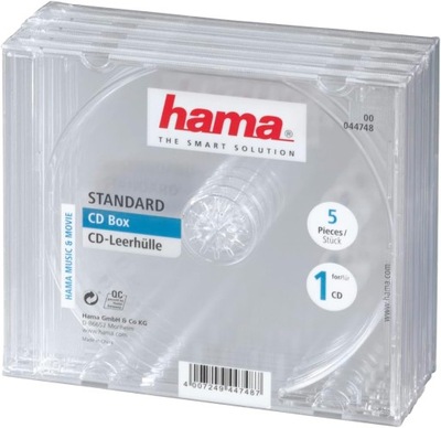 HAMA ETUI NA PŁYTY CD PRZEZROCZYSTE 5SZT 1205