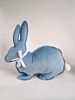 PODUSZKA ZAJĄC WELUR WIELKANOC NIEBIESKA