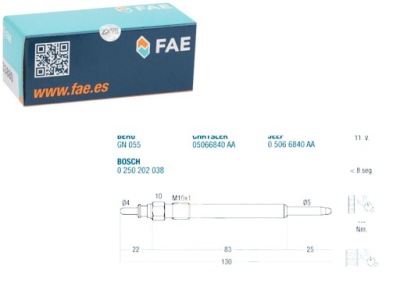 Fae свічка розжарювання chrysler voyager iv 2.5 crd rg. фото №1