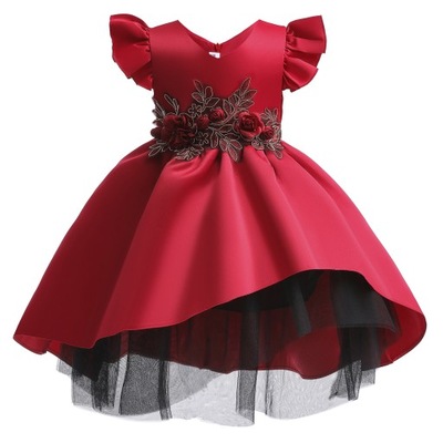 sukienka dziewczęca z haftowaną siateczką w róże 2J7