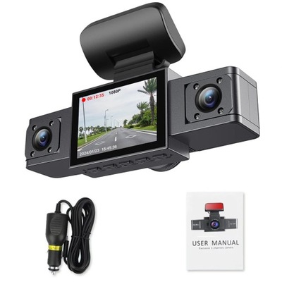 3 Channel Dash Cam Video Recorder Three Lens Car Camera with Rear View DVR фото