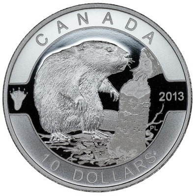 10 Dolarów 2013 Kanada - Bóbr - Elżbieta II - Srebro