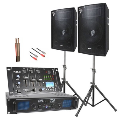 Zestaw nagłośnieniowy DJ/ 1200W 2x kolumna mikser