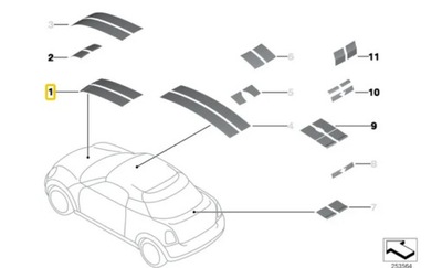 МІНІ R58 R59 КАПОТ НАКЛЕЙКА КАПОТУ 2759642 OE