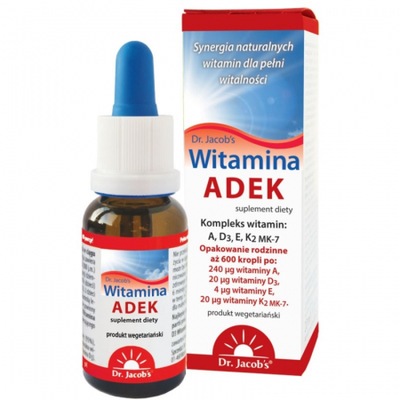 Dr. Jacob's ADEK witamina A + D3 + E + K2 Mk7 kompleks MCT 20 ml