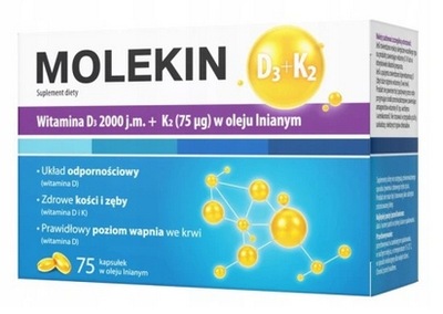 Molekin D3 2000 j.m. K2 w oleju lnianym 75 kaps