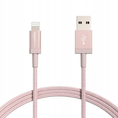 Kabel USB-C - Apple Lightning 1,8m Nylon oplot różowy