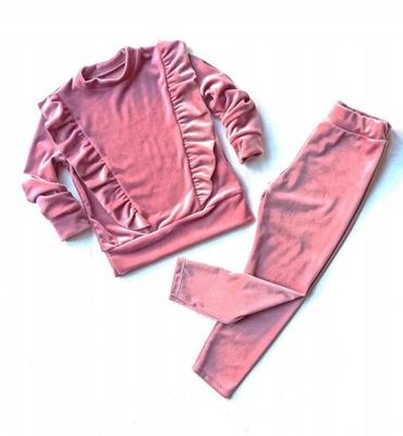 Dres welurowy dla dziewczynki różowy nowy 98-104