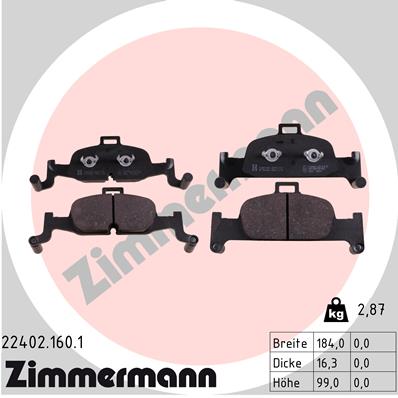 ZIMMERMANN 22402.160.1 КОЛОДКИ ТОРМОЗНЫЕ