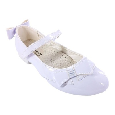 Sabana wygodne buty komunijne białe balerinki dziewczęce z kokardką 33