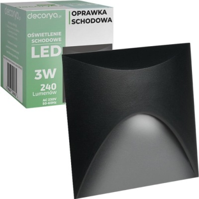 ZEWNĘTRZNA CZARNA OPRAWA LAMPKA SCHODOWA LED Z ALUMINIOWA 230V IP65 4000K