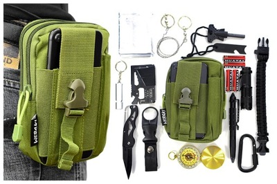 ZESTAW SURVIVAL MULTITOOL KOMPAS NÓŻ PIŁA 17w1