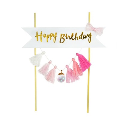 Dekoracja papierowa na tort babeczki girlanda topper napis Happy Birthday
