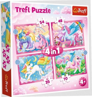 Puzzle 4w1 Jednorożce i magia TREFL