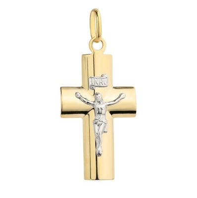 Krzyżyk złoty 585 dwa kolory złota