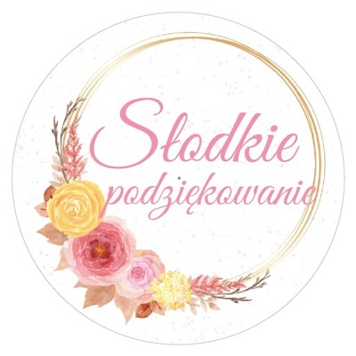 Naklejki SŁODKIE PODZIĘKOWANIE HAND MADE 24 szt