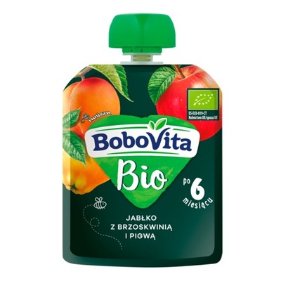 Mus Jabłko z brzoskwinią i pigwą BoboVita Bio 80g