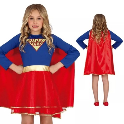 Strój kostium dla dzieci Superbohaterka z peleryną 10-12 lat