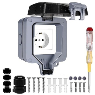 Gniazdo Elektryczne ścienne szary