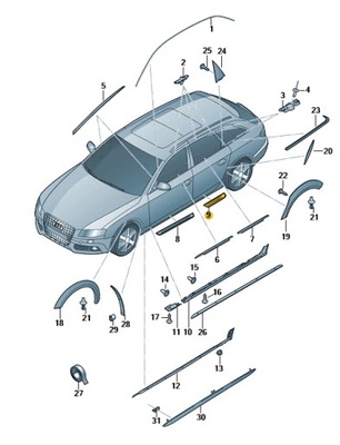 Молдинг порог задняя левая audi a4 b8 allroad aso фото №1