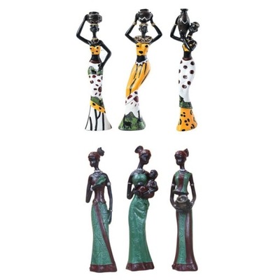6/zestaw figura afrykańska rzeźba plemienna dama