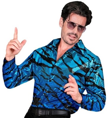 Koszula męska cekinowa niebieskie fale L/XL
