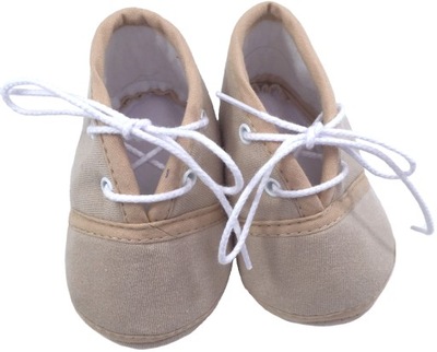 BUCIKI niemowlęce beżowe wiązane 12 cm buty niechodki