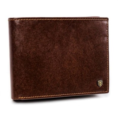 Elegancki portfel męski biznesowy skóra piekiełko brązowy