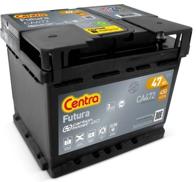 АККУМУЛЯТОР CENTRA 47AH 450A 12V P+ FUTURA CARBON BOOST CA472